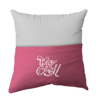 Handmade Reading Scatter Cushion / Pillow Cover - White and Bright Pink Pocket
