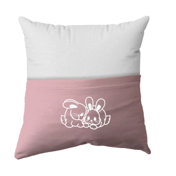 Handmade Reading Scatter Cushion / Pillow Cover - White and Baby Pink Pocket