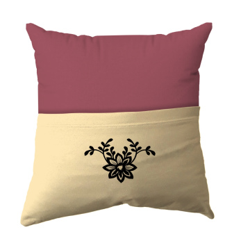 Handmade Reading Scatter Cushion / Pillow Cover - Rust Brown and Cream Pocket