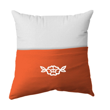 Handmade Reading Scatter Pillow Cover  - White and Orange Pocket