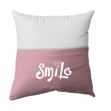 Handmade Reading Scatter Cushion / Pillow Cover - White and Baby Pink Pocket