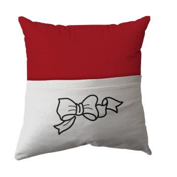 Handmade Reading Scatter Cushion / Pillow Cover - Red with White pocket