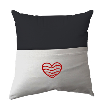 Handmade Reading Scatter Cushion / Pillow Cover - Dark Charcoal Grey and White Pocket