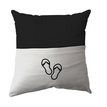 Handmade Reading Scatter Cushion / Pillow Cover - Black and White Pocket