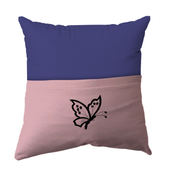 Handmade Reading Scatter Cushion / Pillow Cover - Blue and Purple Pocket