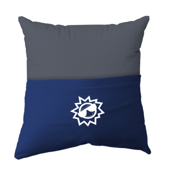 Handmade Reading Scatter Cushion / Pillow Cover - Charcoal Grey and Royal Blue Pocket