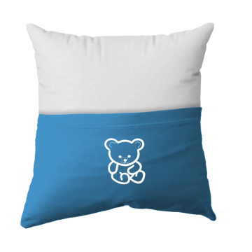 Handmade Reading Scatter Cushion / Pillow Cover - White and Turqoise Blue Pocket
