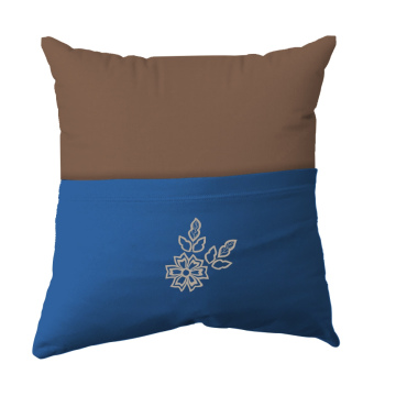 Handmade Reading Scatter Cushion / Pillow Cover - Dark Khaki and Pale Blue Pocket