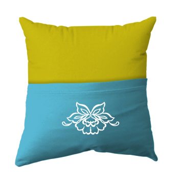 Handmade Reading Scatter Cushion / Pillow Cover - Yellow and Blue Pocket
