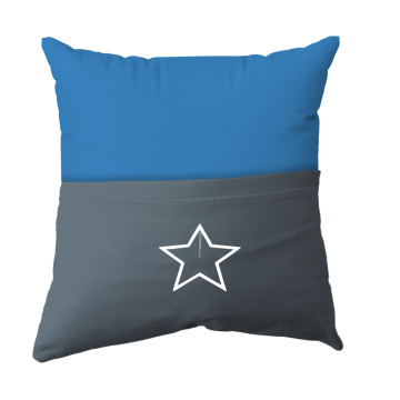 Handmade Reading Scatter Cushion / Pillow Cover - Turqoise Blue and Dark Grey Pocket