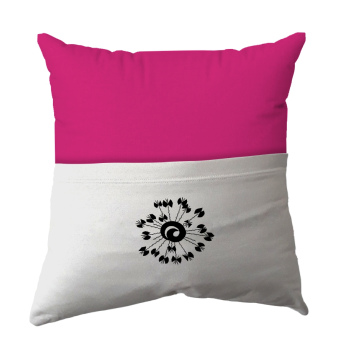 Handmade Reading Scatter Cushion / Pillow Cover - Pink and White Pocket