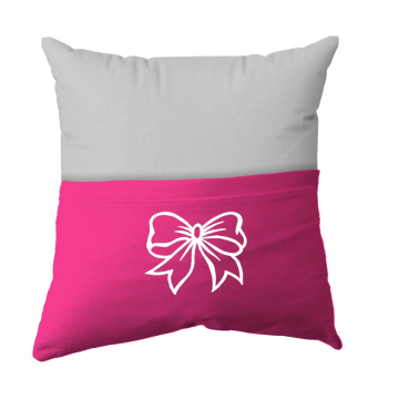 Handmade Reading Scatter Cushion / Pillow Cover - White and Bright Pink Pocket