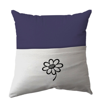 Handmade Reading Scatter Cushion / Pillow Cover - Dark Purple and White Pocket