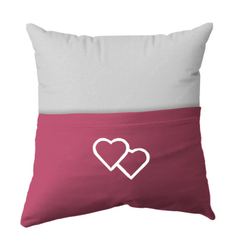 Handmade Reading Scatter Cushion / Pillow Cover - White and Bright Pink Pocket
