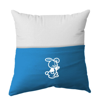 Handmade Reading Scatter Cushion / Pillow Cover - White and Turqoise Blue Pocket