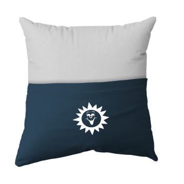 Handmade Reading Scatter Cushion / Pillow Cover - White and Dark Blue Pocket