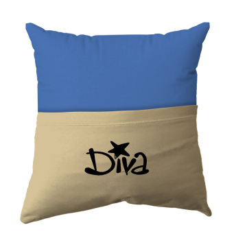 Handmade Reading Scatter Cushion / Pillow Cover - Pale Blue and Cream Pocket