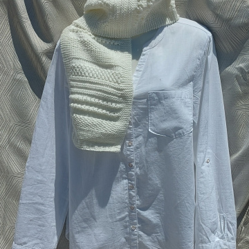Handmade Knitted Aran Scarf - Off White
