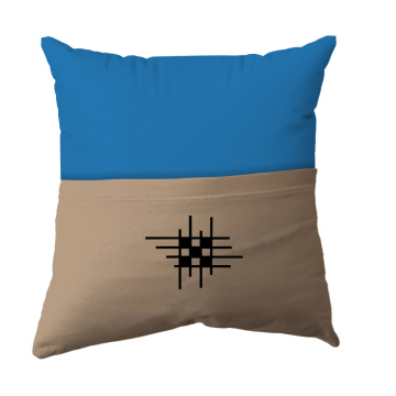 Handmade Reading Scatter Cushion / Pillow Cover - Turqoise Blue and Stone Brown Pocket