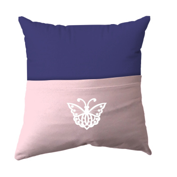 Handmade Reading Scatter Cushion / Pillow Cover - Purple and Baby Pink Pocket