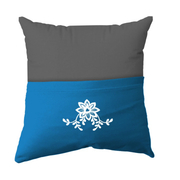 Handmade Reading Scatter Cushion / Pillow Cover - Dark Grey and Turqoise Pocket