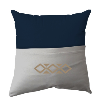 Handmade Reading Scatter Cushion / Pillow Cover - Dark Blue and White Pocket