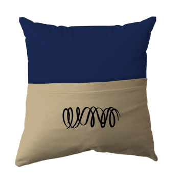 Handmade Reading Scatter Cushion / Pillow Cover - Royal Blue and Brown Pocket