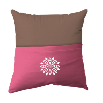 Handmade Reading Scatter Cushion / Pillow Cover - Khaki Brown and Pink Pocket