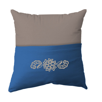 Handmade Reading Scatter Cushion / Pillow Cover - Stone Brown and Blue Pocket 