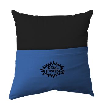 Handmade Reading Scatter Cushion / Pillow Cover - Black and Blue Pocket